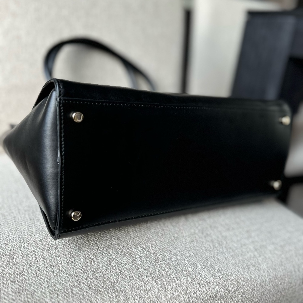 Kate Spade Montford Park Jovie, Black Elegant Leather Black Bow Tote Bag - Picture 7 of 16